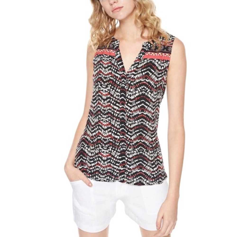 NWT Sanctuary Printed Split Neck Tank Top